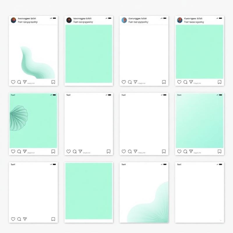 Grid of branded Instagram social media post templates in green and white
