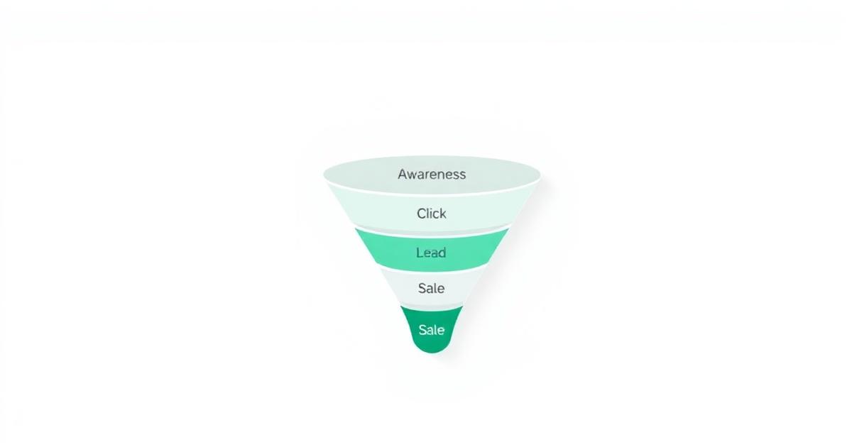 Marketing funnel diagram from awareness to sale
